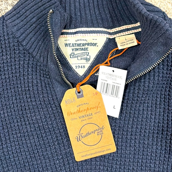 Men’s 1/4 zip down sweater navy blue new with tags size large - Picture 3 of 5